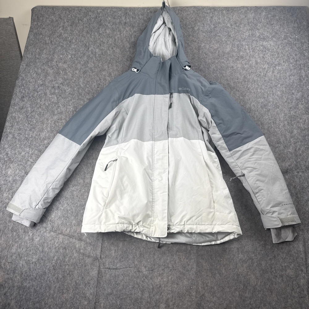 Columbia Jacket Women‎ M White Omni Heat Insulated Puffer Ski Snow Coat Wildside